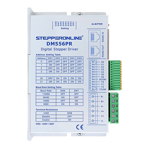 Y 시리즈 Modbus RS485 스테퍼 모터 드라이버 0-4.0A 24-50VDC Nema 23/24/34 스테퍼 모터용 - DM556PR | StepperOnline Y 시리즈 Modbus RS485 스테퍼 모터 드라이버 0-4.0A 24-50VDC Nema 23/24/34 스테퍼 모터용 - DM556PR | StepperOnline