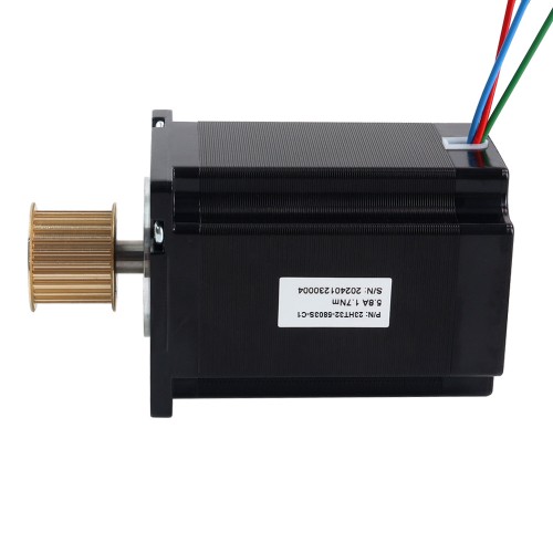 Nema 23 3상 스테퍼 모터 1.7Nm(240.79oz.in) 5.8A 57x57x80.7mm 3선 타이밍 벨트 풀리 포함