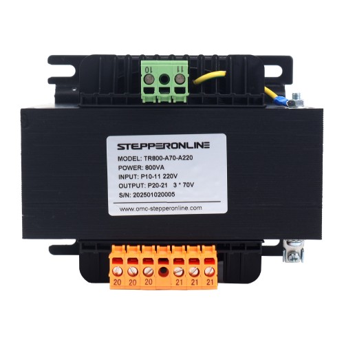 800VA 단상 사각 제어 변압기 220VAC~3 x 70VAC 50/60Hz - TR800-A70-A220 | StepperOnline