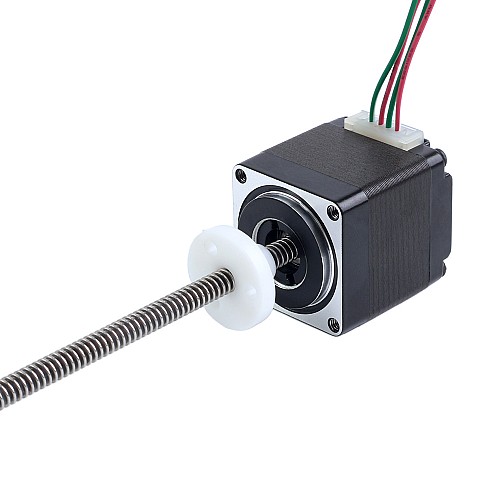 NEMA 11 외부 Acme 선형 스테핑 모터 0.42A 32mm 스택, 리드 스크류 피치 1.27mm(0.05인치), 스크류 길이 150mm - 11E13S0424FD4-150RS | StepperOnline