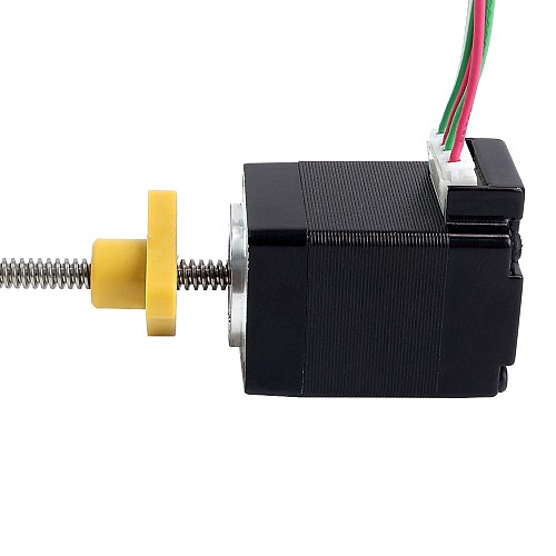 NEMA 8 외부 사다리꼴 선형 스테퍼 모터 0.5A 28.2mm 스택 나사 리드 1mm(0.03937) 리드 길이 100mm