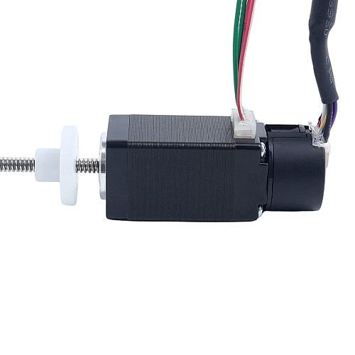 NEMA 8 외부 트라페조이달 리니어 스테퍼 모터 0.5A 38mm 스택 스크류 리드 1mm(0.03937") 광학식 증분형 엔코더 1000PPR - 8E15S0504SC4-100RS-OE1K | StepperOnline