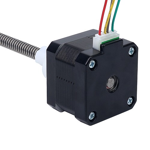 Nema 17 외부 34mm 스택 0.4A 리드 4mm(0.15748") 길이 100mm - 17E13S0404DB4-100RS | StepperOnline UK