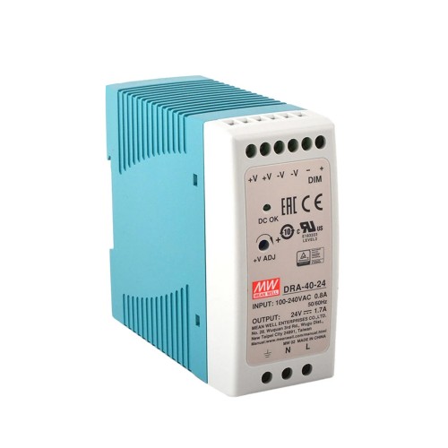 DRA-40-24 MEANWELL 40.8W 24VDC 1.7A 115/230VAC 단일 출력 스위칭 전원 공급 장치