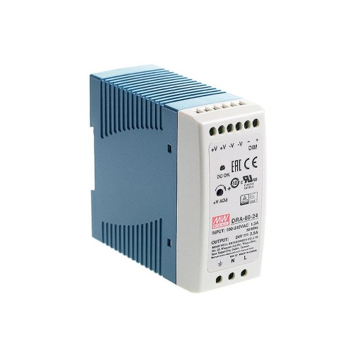 DRA-60-24 MEANWELL 60W 24VDC 2.5A 115/230VAC 단일 출력 스위칭 전원 공급 장치