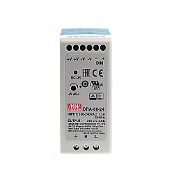 DRA-60-24 MEANWELL 60W 24VDC 2.5A 115/230VAC 단일 출력 스위칭 전원 공급 장치