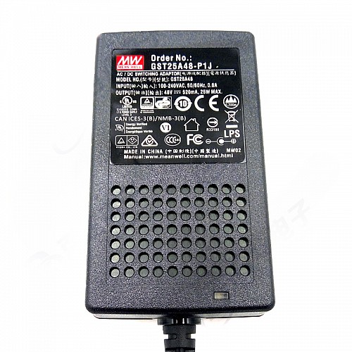 GST25A48-P1J MEANWELL 25W 48VCC 0.52A 115/230VAC AC-DC Adaptador 산업용 베르데 구성 가능