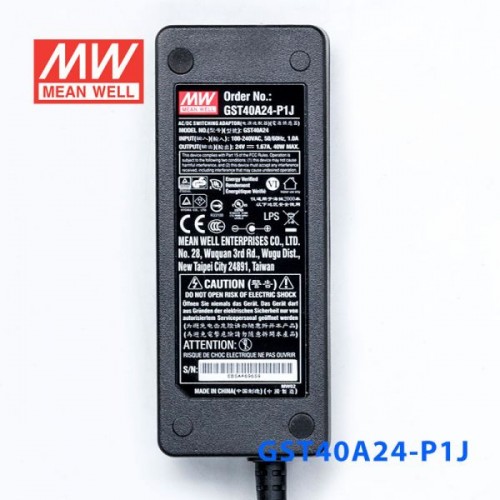 GST40A24-P1J MEANWELL 40W 24VDC 1.67A 115/230VAC AC-DC 신뢰할 수 있는 녹색 산업용 어댑터 GST40A24-P1J MEANWELL 40W 24VDC 1.67A 115/230VAC AC-DC 신뢰할 수 있는 녹색 산업용 어댑터