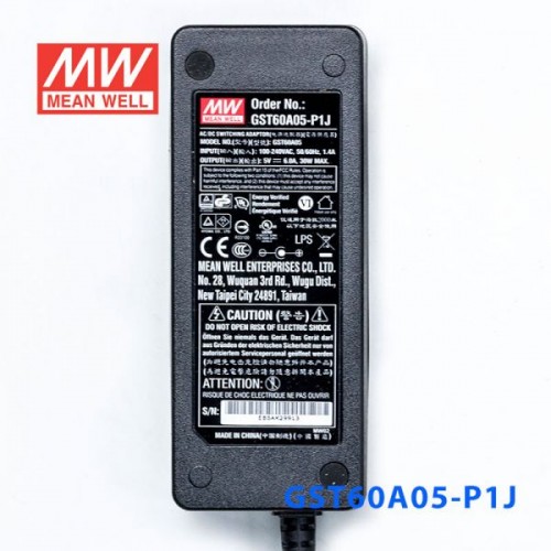 GST60A05-P1J MEANWELL 30W 5VDC 6A 115/230VAC AC-DC 신뢰할 수 있는 녹색 산업용 어댑터