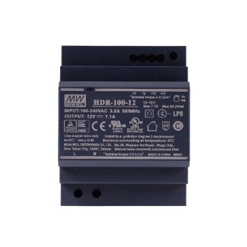 HDR-100-12 MEANWELL 85.2W 12VDC 7.1A 115/230VAC 울트라 슬림 스텝 모양 DIN 레일 전원 공급 장치