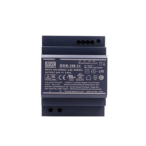 HDR-100-24 MEANWELL 92W 24VDC 3.83A 115/230VAC 울트라 슬림 스텝 모양 DIN 레일 전원 공급 장치