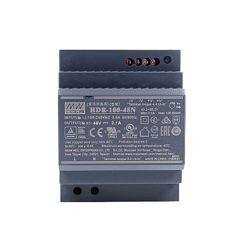 HDR-100-48N MEANWELL 100.8W 48VDC 2.1A 115/230VAC 울트라 슬림 스텝 모양 DIN 레일 전원 공급 장치