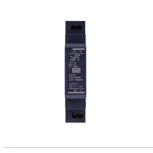 HDR-15-15 MEANWELL 15W 15VDC 1A 115/230VAC 울트라 슬림 스텝 모양 DIN 레일 전원 공급 장치