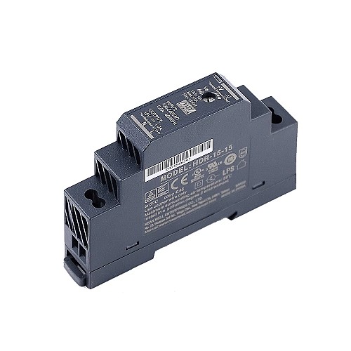 HDR-15-15 MEANWELL 15W 15VDC 1A 115/230VAC 울트라 슬림 스텝 모양 DIN 레일 전원 공급 장치