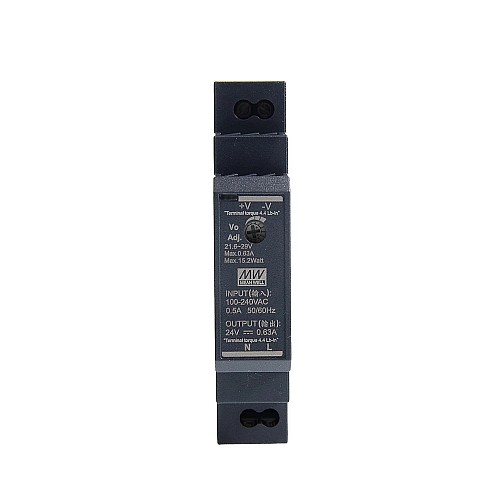 HDR-15-24 MEANWELL 15W 24VDC 0.63A 115/230VAC 울트라 슬림 스텝 모양 DIN 레일 전원 공급 장치