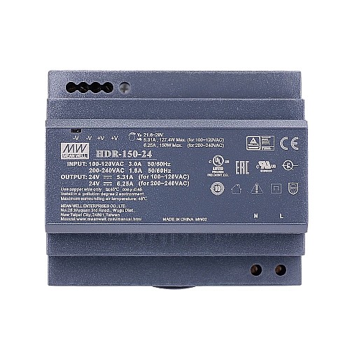 HDR-150-24 MEANWELL 24VDC 5.31A 127.4W 115VAC/6.25A 150W 230VAC 울트라 슬림 스텝 모양 DIN 레일 전원 공급 장치