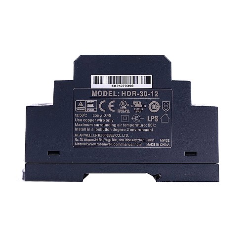 HDR-30-12 MEANWELL 24W 12VDC 2A 115/230VAC 울트라 슬림 단계 모양 DIN 레일 전원 공급 장치
