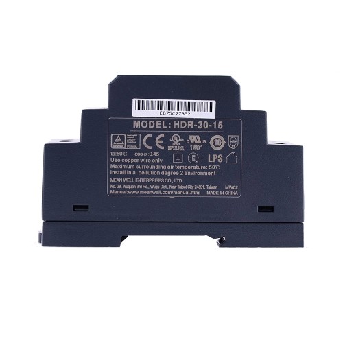 HDR-30-15 MEANWELL 30W 15VDC 2A 115/230VAC 울트라 슬림 스텝 모양 DIN 레일 전원 공급 장치