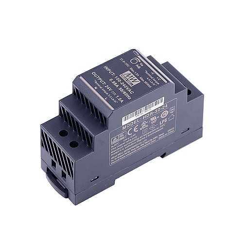 HDR-30-24 MEANWELL 36W 24VDC 1.5A 115/230VAC 울트라 슬림 계단 모양 DIN 레일 전원 공급 장치