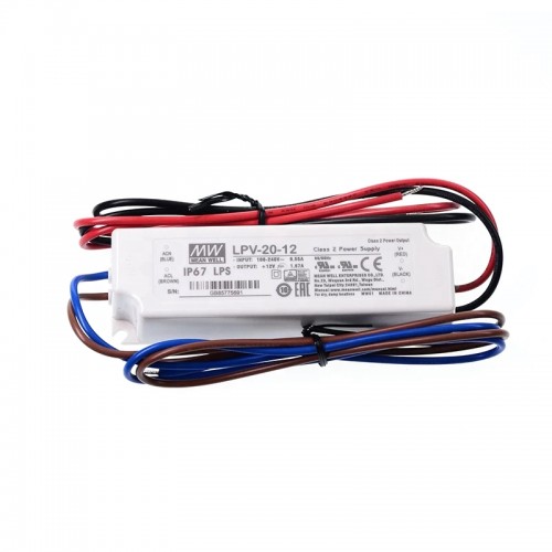 LPV-20-12 MEANWELL 20W 1.67A 12V 단일 출력 스위칭 전원 공급 장치