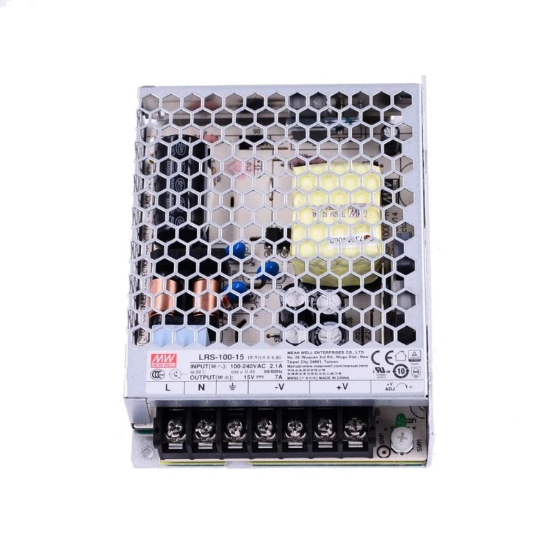 LRS-100-15 MEANWELL 105W 15VDC 7A 115/230VAC 밀폐형 스위칭 전원 공급 장치