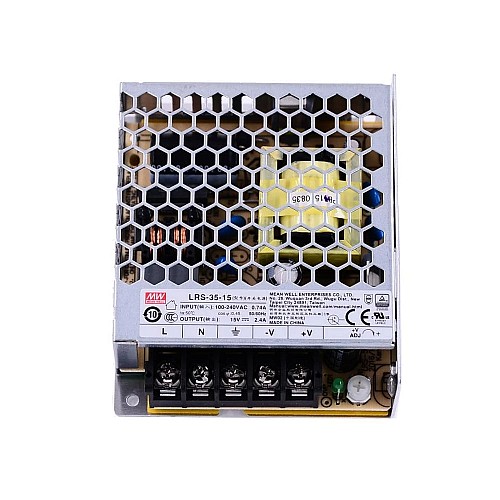 LRS-35-15 MEANWELL 36W 15VDC 2.4A 115/230VAC 밀폐형 스위칭 전원 공급 장치