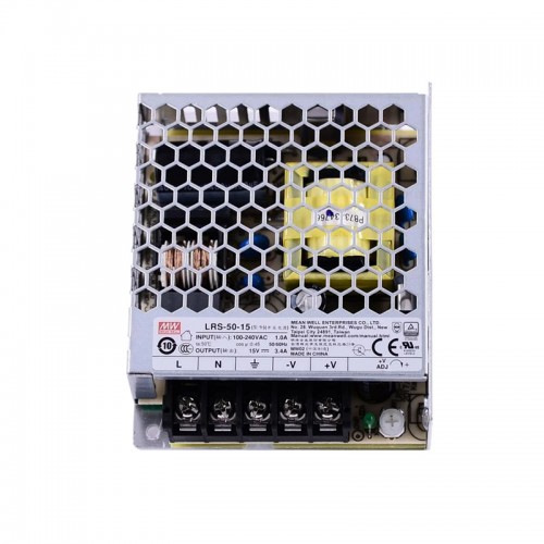 LRS-50-15 MEANWELL 51W 15VDC 3.4A 115/230VAC 밀폐형 스위칭 전원 공급 장치