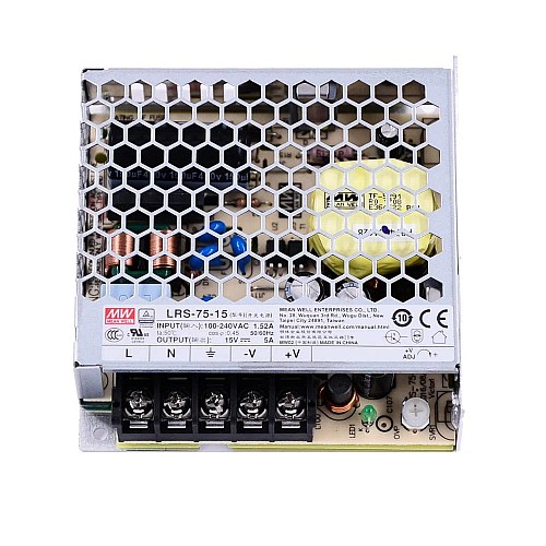 LRS-75-15 MEANWELL 75W 15VDC 5A 115/230VAC 밀폐형 스위칭 전원 공급 장치