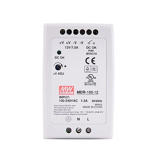 MDR-100-12 MEANWELL 100W 12VDC 7.5A 115/230VAC DIN 레일 전원 공급 장치 MDR-100-12 MEANWELL 100W 12VDC 7.5A 115/230VAC DIN 레일 전원 공급 장치