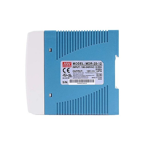 MDR-20-12 MEANWELL 20W 12VDC 1.67A 115/230VAC DIN 레일 전원 공급 장치 MDR-20-12 MEANWELL 20W 12VDC 1.67A 115/230VAC DIN 레일 전원 공급 장치
