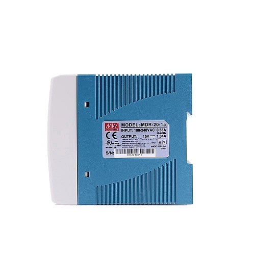 MDR-20-15 MEANWELL 20W 15VDC 1.34A 115/230VAC 단일 출력 산업용 DIN 레일 전원 공급 장치
