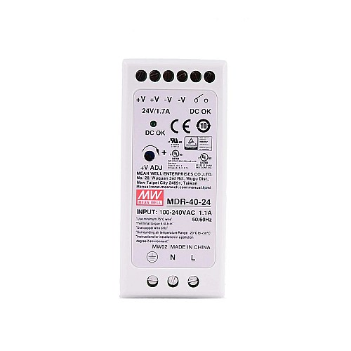 MDR-40-24 MEANWELL 40W 24VDC 1.7A 115/230VAC DIN 레일 전원 공급 장치