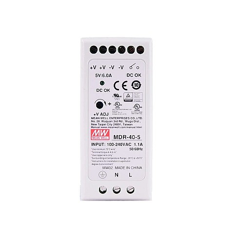 MDR-40-5 MEANWELL 30W 5VDC 6A 115/230VAC 단일 출력 산업용 DIN 레일 전원 공급 장치 MDR-40-5 MEANWELL 30W 5VDC 6A 115/230VAC 단일 출력 산업용 DIN 레일 전원 공급 장치