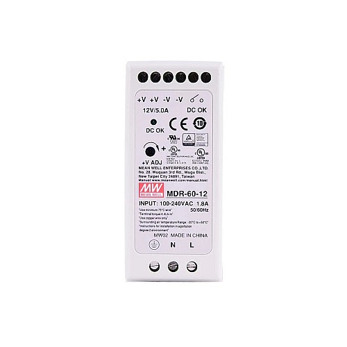 MDR-60-12 MEANWELL 60W 12VDC 5A 115/230VAC DIN 레일 전원 공급 장치