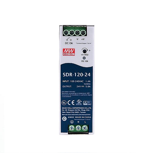 SDR-120-24 MEANWELL 120W 24VDC 5A 115/230VAC PFC 기능 DIN 레일 전원 공급 장치 포함
