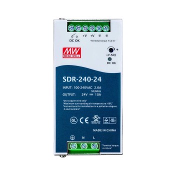 SDR-240-24 MEANWELL 240W 24VDC 10A 115/230VAC PFC 기능 DIN 레일 전원 공급 장치 포함