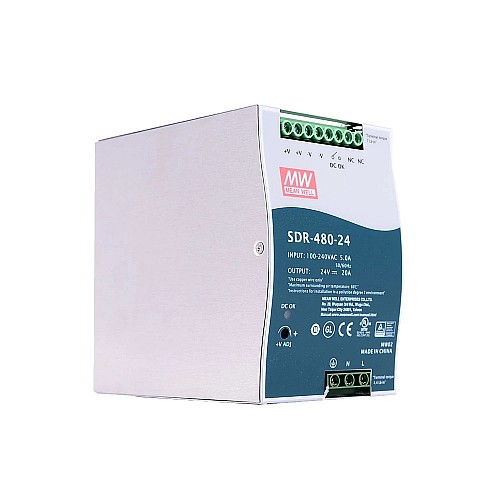 SDR-480-24 MEANWELL 480W 24VDC 20A 115/230VAC 단일 출력 산업용 DIN 레일(PFC 기능 포함)