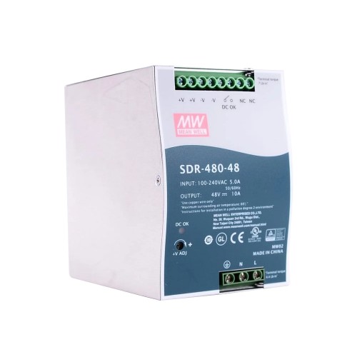 SDR-480-48 MEANWELL 480W 48VDC 10A 115/230VAC 단일 출력 산업용 DIN 레일(PFC 기능 포함)