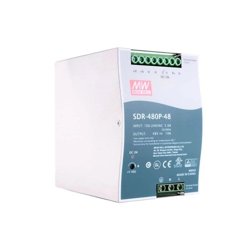 SDR-480P-48 MEANWELL 480W 48VDC 10A 115/230VAC PFC 및 병렬 기능이 있는 단일 출력 산업용 DIN 레일