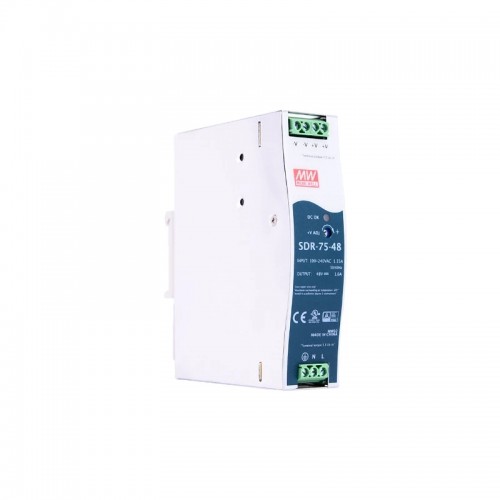 SDR-75-48 MEANWELL 76.8W 48VDC 1.6A 115/230VAC 단일 출력 산업용 DIN 레일(전원 공급 장치 포함)