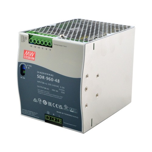 SDR-960-48 PFC 기능 DIN 레일 전원 공급 장치가 있는 MEANWELL 960W 48VDC 20A 230VAC 의미