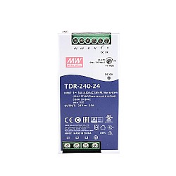 TDR-240-24 MEANWELL 240W 24VDC 10A 400/500VAC PFC 기능이 있는 슬림형 3상 산업용 DIN 레일