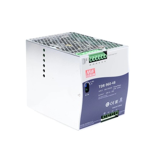 TDR-960-48 MEANWELL 960W 48VDC 20A 400/500VAC PFC 기능이 있는 슬림형 3상 산업용 DIN 레일