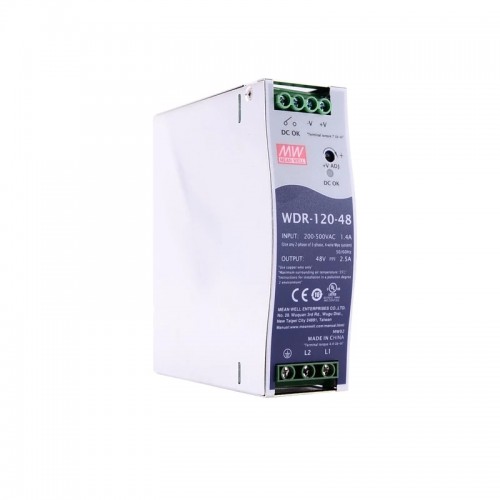 WDR-120-48 MEANWELL 120W 48VDC 2.5A 230/400VAC 울트라 와이드 입력 산업용 DIN 레일 전원 공급 장치