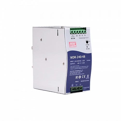 WDR-240-48 MEANWELL 240W 48VDC 5A 230/400VAC 울트라 와이드 입력 산업용 DIN 레일 전원 공급 장치 WDR-240-48 MEANWELL 240W 48VDC 5A 230/400VAC 울트라 와이드 입력 산업용 DIN 레일 전원 공급 장치