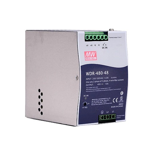 WDR-480-48 MEANWELL 480W 48VDC 10A 230/400VAC 울트라 와이드 입력 산업용 DIN 레일 전원 공급 장치 WDR-480-48 MEANWELL 480W 48VDC 10A 230/400VAC 울트라 와이드 입력 산업용 DIN 레일 전원 공급 장치