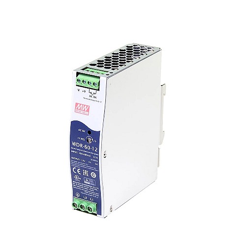 WDR-60-12 MEANWELL 60W 12VDC 5A 230/400VAC 초광폭 입력 산업용 DIN 레일 전원 공급 장치 WDR-60-12 MEANWELL 60W 12VDC 5A 230/400VAC 초광폭 입력 산업용 DIN 레일 전원 공급 장치