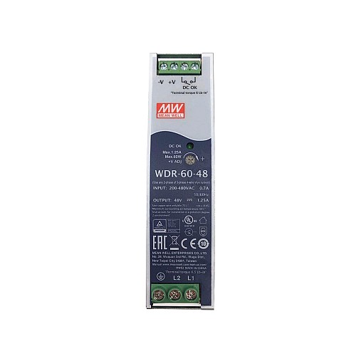 WDR-60-48 MEANWELL 60W 48VDC 1.25A 230/400VAC 울트라 와이드 입력 산업용 DIN 레일 전원 공급 장치 WDR-60-48 MEANWELL 60W 48VDC 1.25A 230/400VAC 울트라 와이드 입력 산업용 DIN 레일 전원 공급 장치