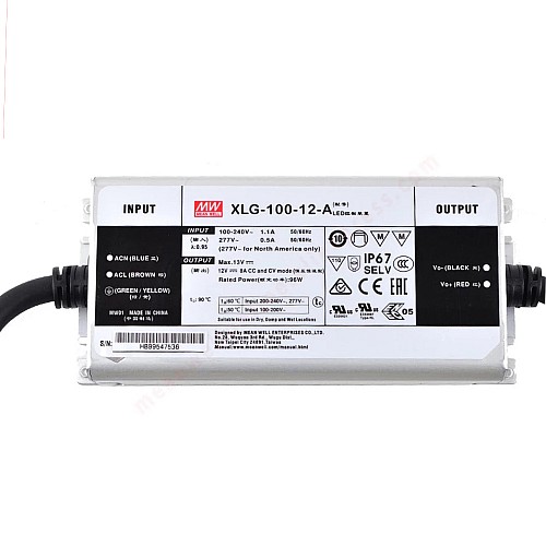 XLG-100-12-A MEANWELL 96W 12VDC 8A 115/230VAC 정전력 모드 LED 드라이버