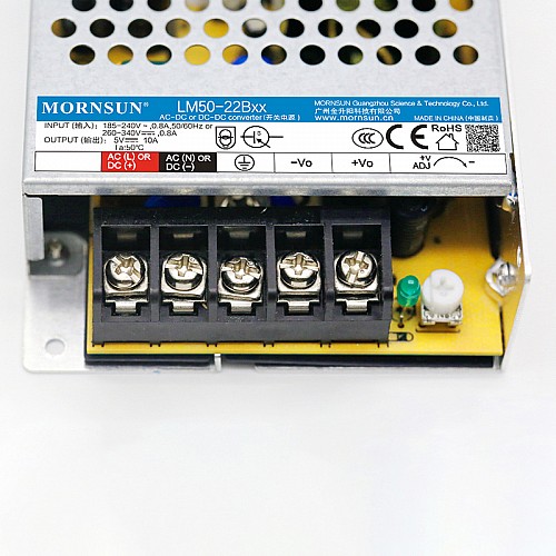 50W 5V 10.0A 165-264VAC/180-373VDC 스위칭 전원 공급 장치